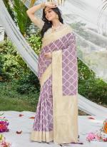 Cotton Lilac Wedding Wear Weaving Saree